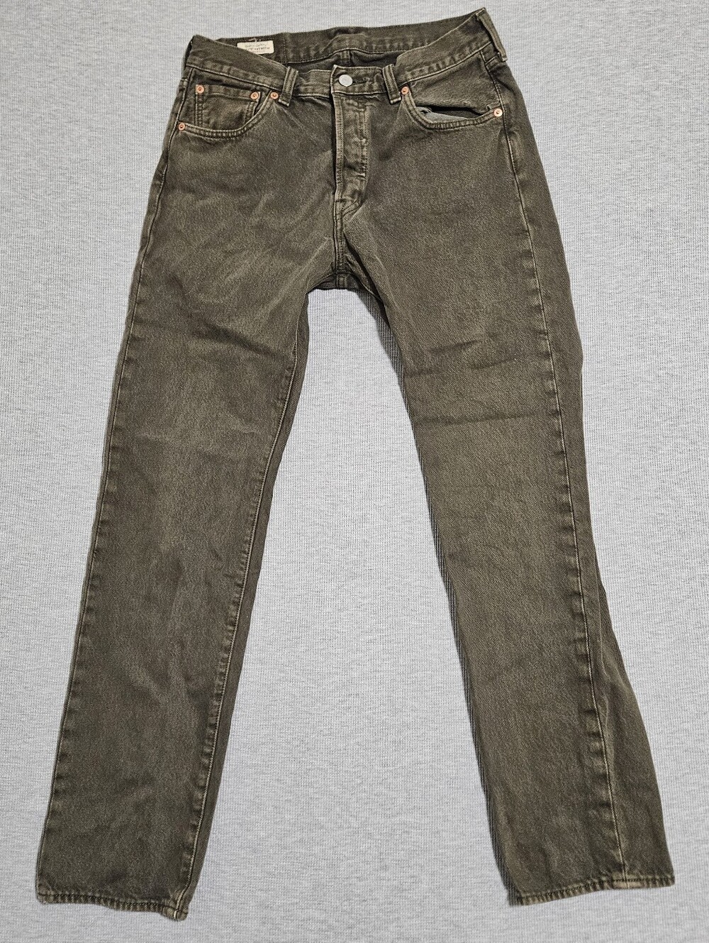 Levi Men's 501 Classic Straight 30x32 Big E Tag Green Grey Wash Demin Button Fly